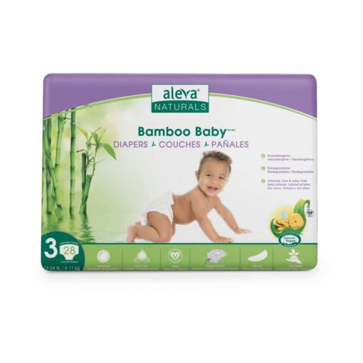 Aleva Naturals Bamboo Baby Diapers, Size 3