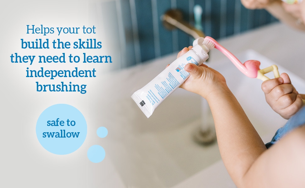 Safe to swallow, helps our tot build the skills the need to learn independent brushing 